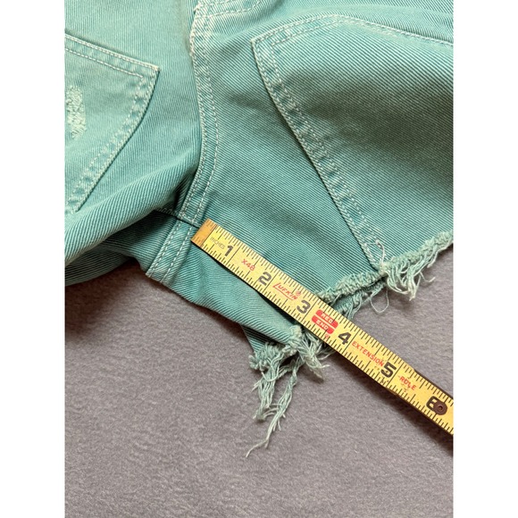 BDG Teal Distressed Carpenter Denim Shorts Raw Hem Women Grunge Hipster - Picture 5 of 8